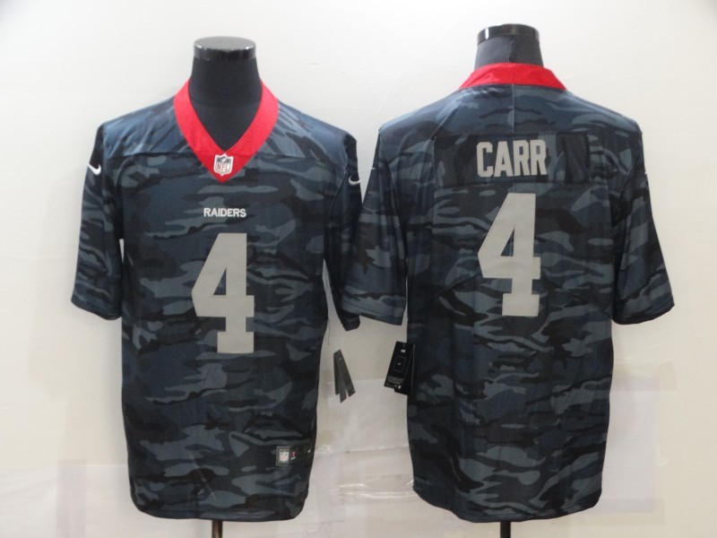 Men's Las Vegas Raiders Derek Carr #4 Gray Camouflage Jersey